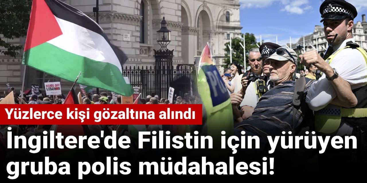 İngiltere’de Filistin için yürüyen gruba polis müdahalesi! 200 kişi gözaltına alındı