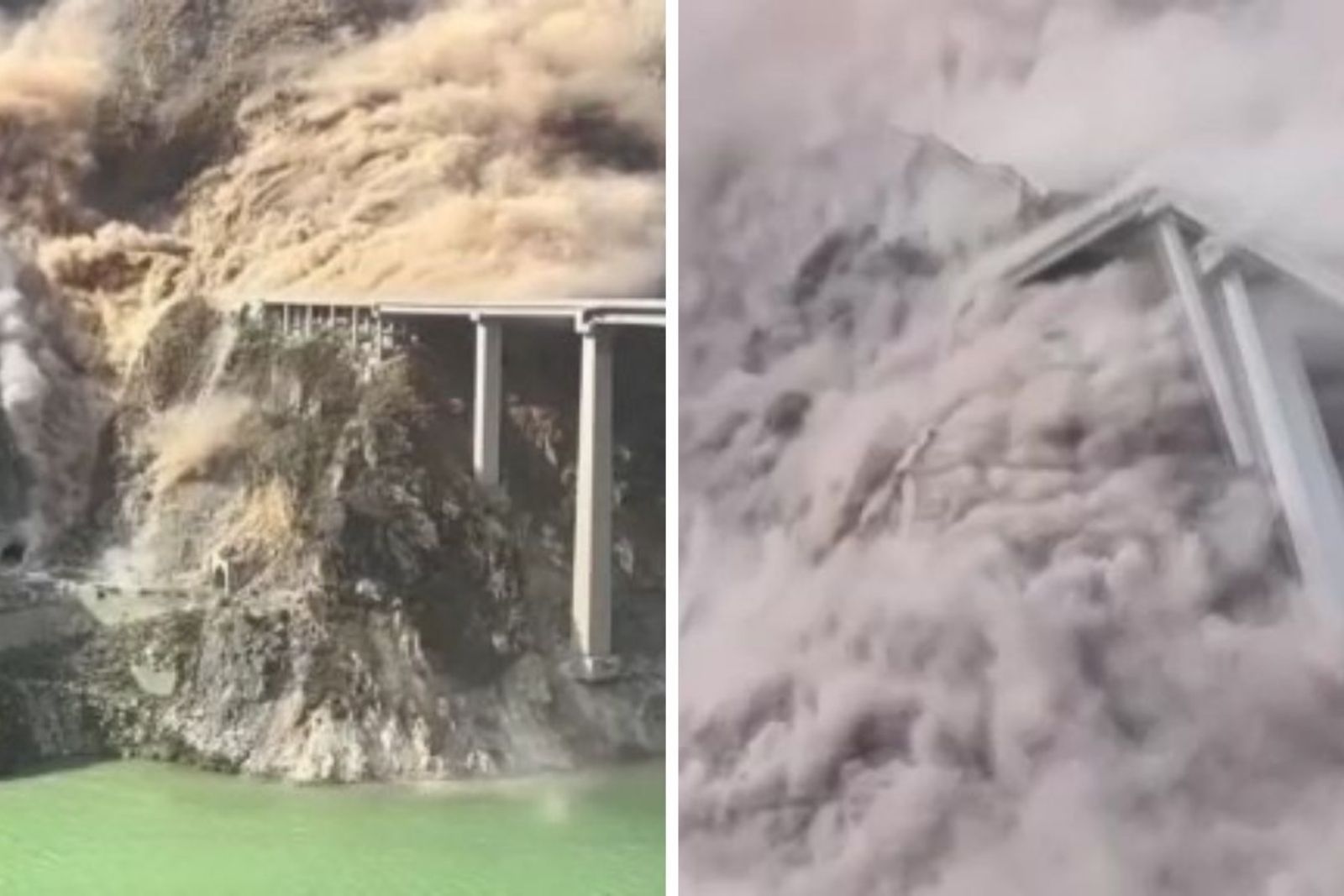 Çin’de yeni açılan 750 metrelik köprünün çökme anı kameralara yansıdı