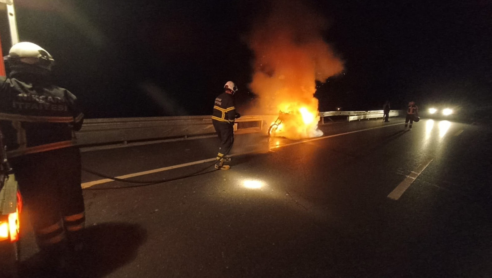 Tokat’ta seyir halindeki motosiklet alev aldı