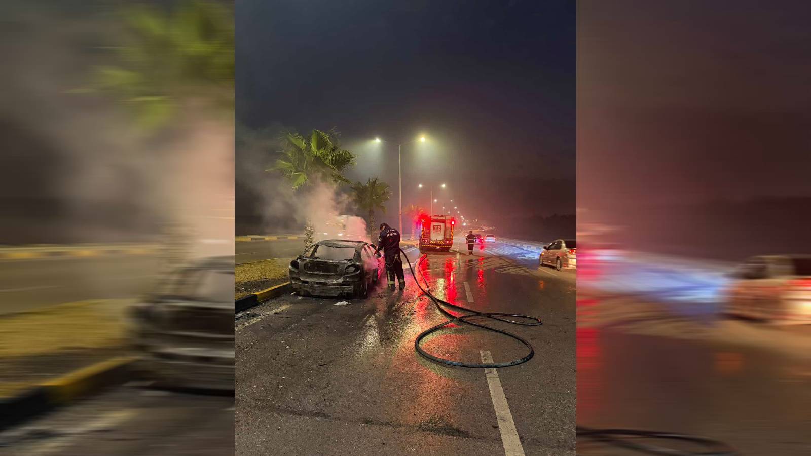 Adana’da seyir halindeki otomobilde çıkan yangın söndürüldü