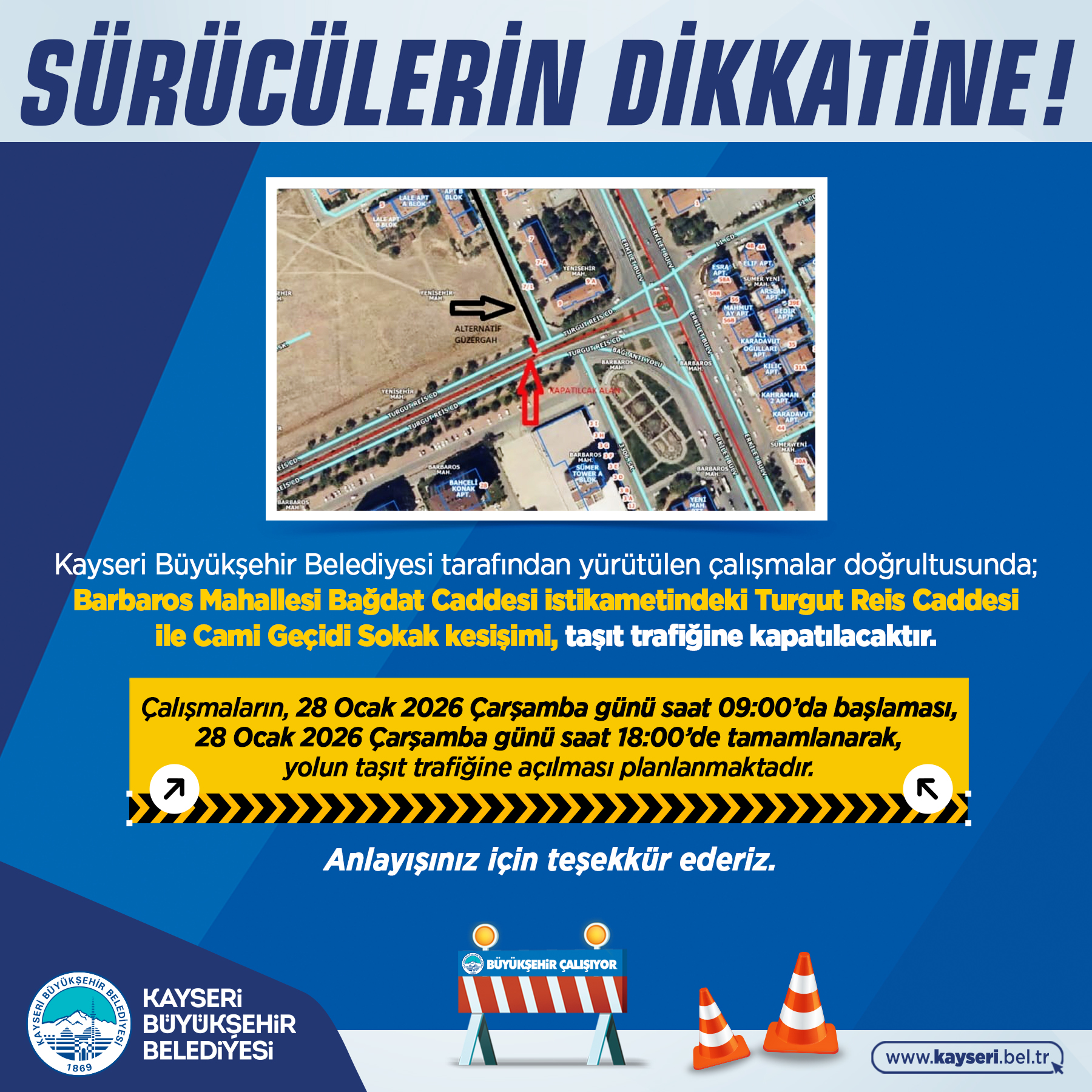 Büyükşehir'den Araç Sürücülerine Uyarı